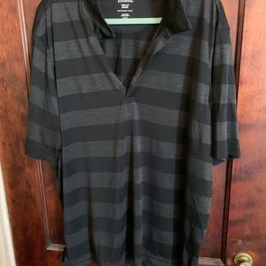 Black and gray striped golf polo